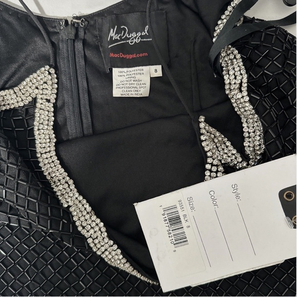 NWT $398 Mac Duggal [ 8 ]‎ Beaded Spaghetti Strap Column Gown Black - Picture 4 of 14